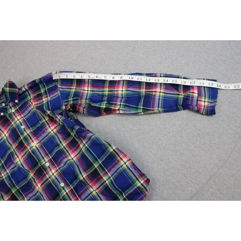 Ralph Lauren Shirt Boys Medium (10-12) Plaid‎ 100% Cotton Button-Down